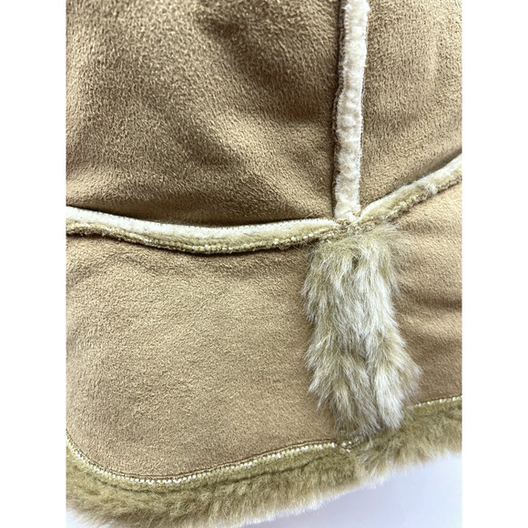 Fownes Faux Suede Fur Accent Bucket Hat Tan Boho Classic Warm 70's - Picture 12 of 14